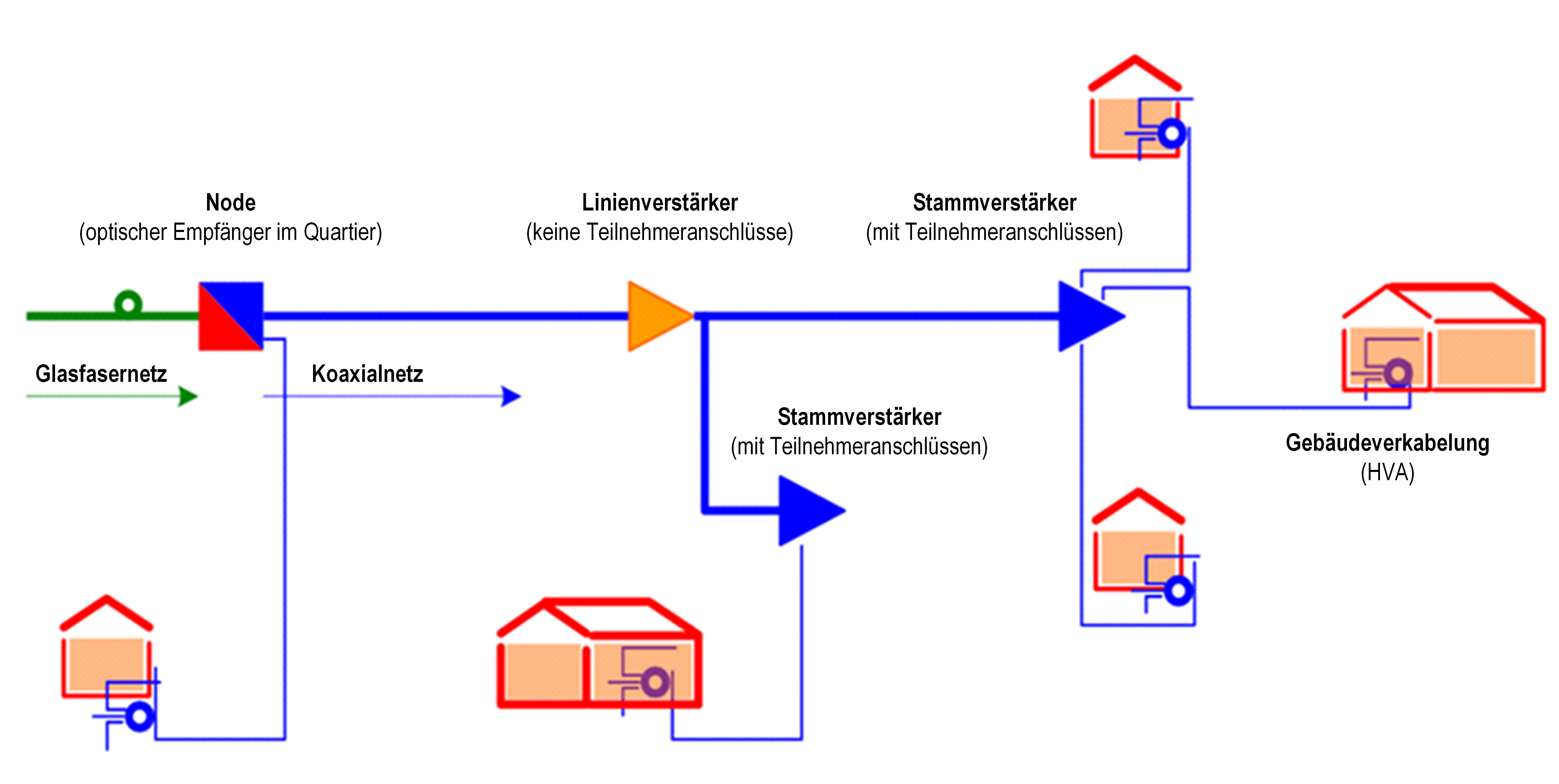  Typische Netztopologie eines HFC-Netzes